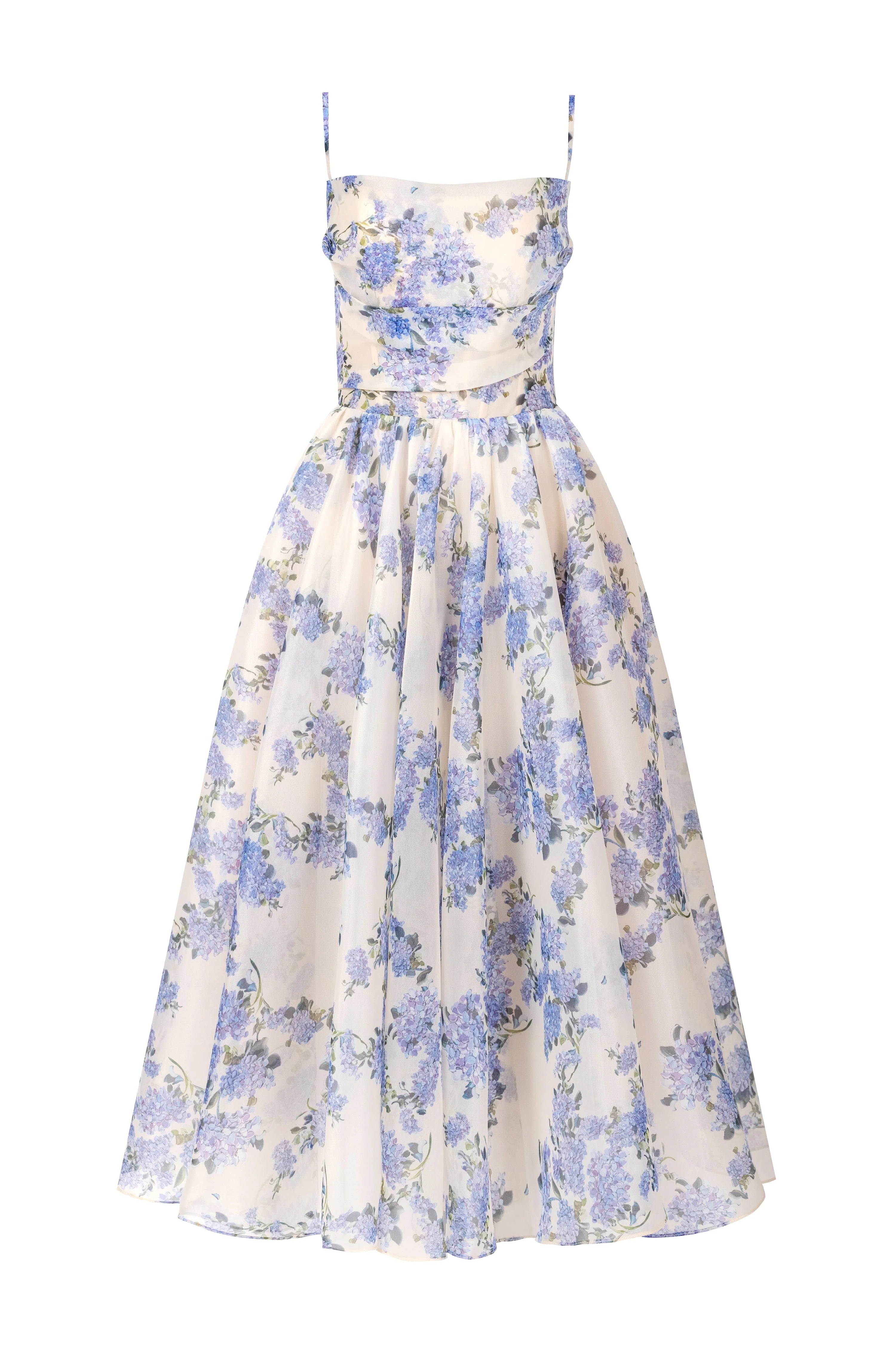 Hydrangea Haven - Dreamy Spaghetti Strap Midi Dress