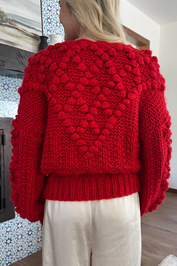 Crochet-Tufted Cable-Knit Cardigan