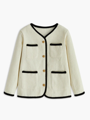 Elegant Contrast Binding Pockets Cardigan