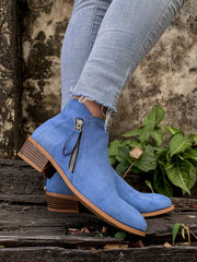 En Bloom | Classic Low Ankle Boots - Blue