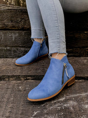 En Bloom | Classic Low Ankle Boots - Blue