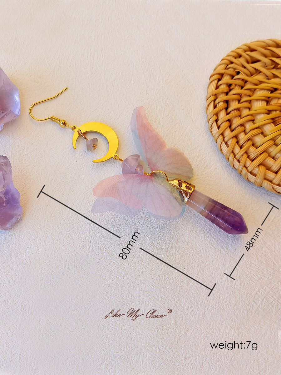 Monarch Butterfly Amethyst Boho Earrings