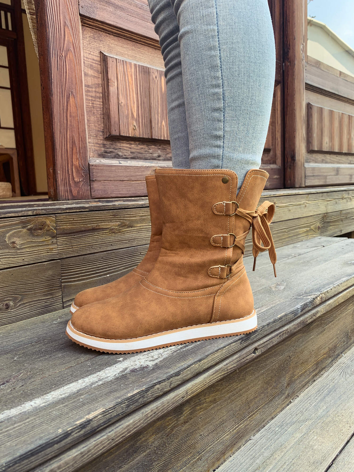 En Bloom | Chestnut Cristiana Ankle Shearling Boot