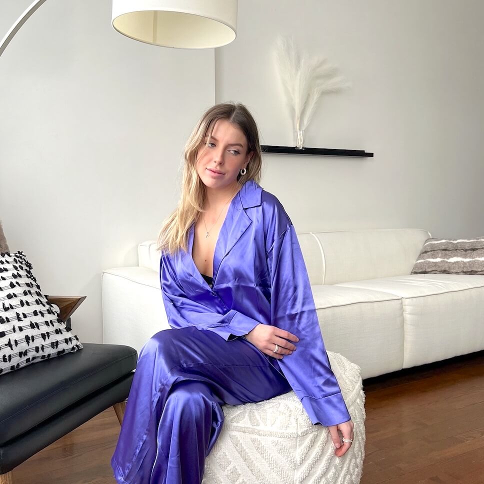 Cassy Oversized Satin Silk Sleepwear Pajama Set