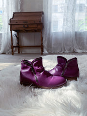 En Bloom | Purple Side Zip Ruched Ankle Boot