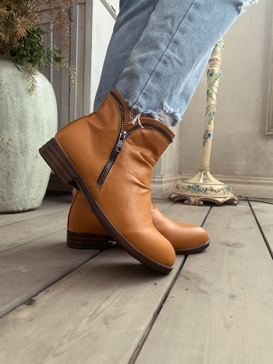 En Bloom | Yellow Side Zip Ruched Ankle Boot