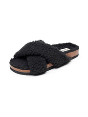 Maibulun | Criss-Cross Fleece Slipper - Black