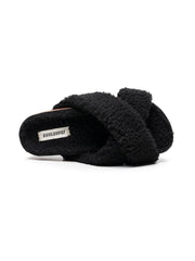 Maibulun | Criss-Cross Fleece Slipper - Black