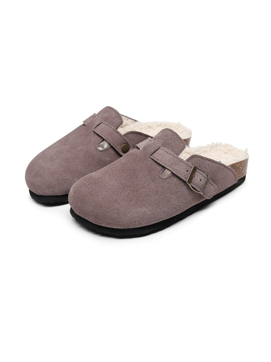 Maibulun | Buckle Suede Fleece Insole Clogs