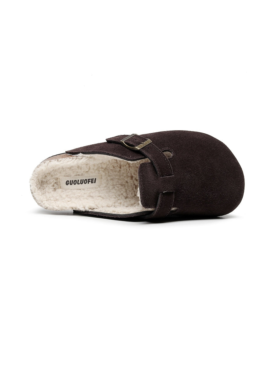 Maibulun | Buckle Suede Fleece Insole Clogs