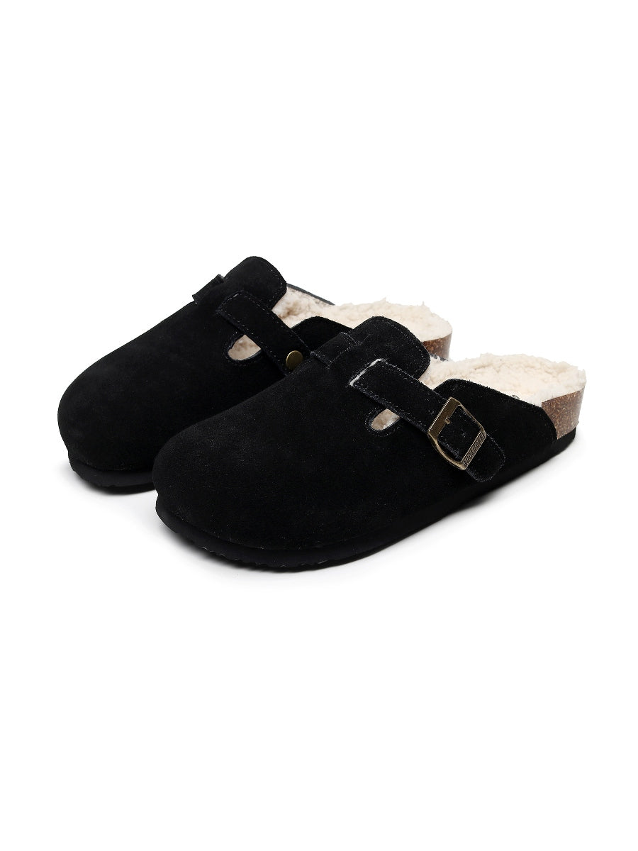 Maibulun | Buckle Suede Fleece Insole Clogs