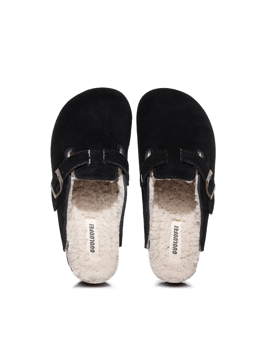 Maibulun | Buckle Suede Fleece Insole Clogs