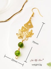 Forest Mushroom Green Crystal Earrings