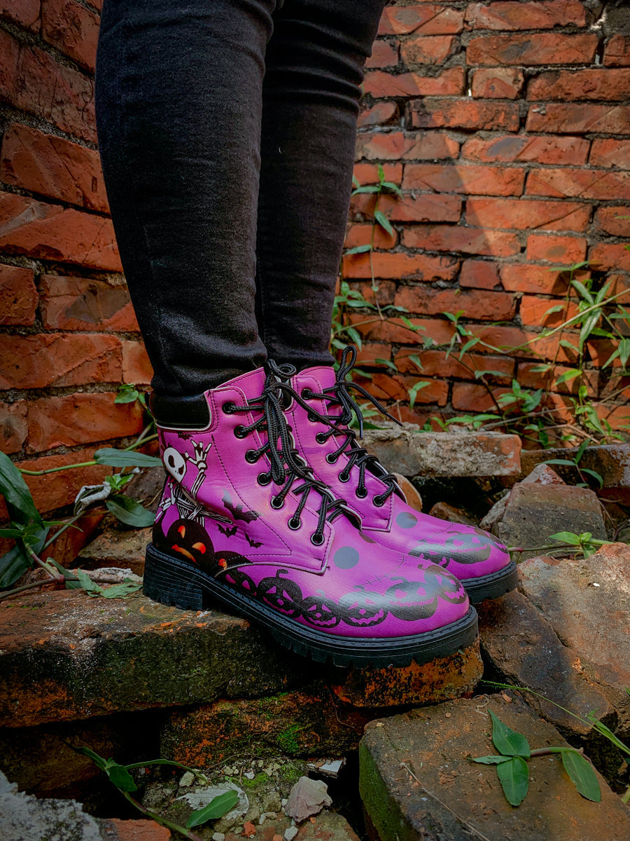 En Bloom | Halloween Theme Purple Combat Boot