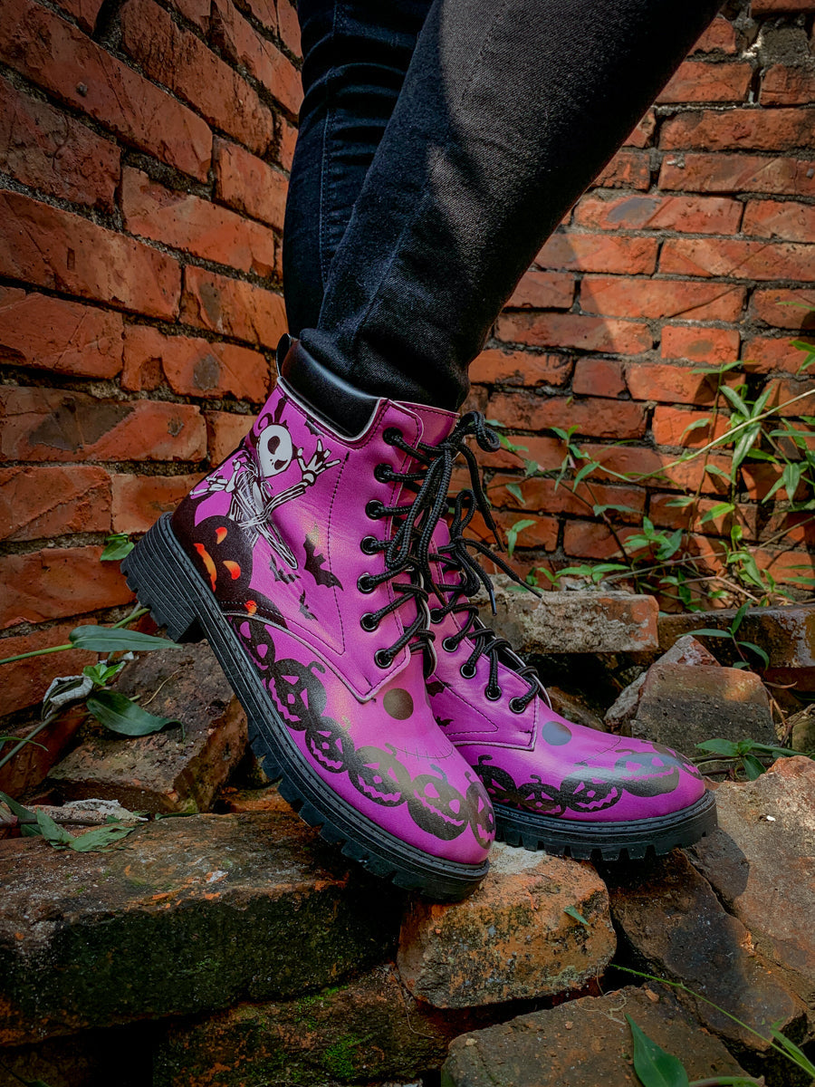 En Bloom | Halloween Theme Purple Combat Boot