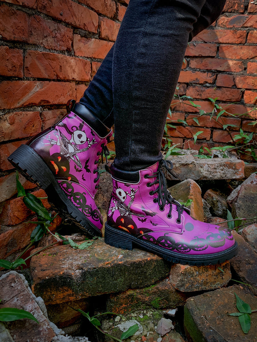 En Bloom | Halloween Theme Purple Combat Boot