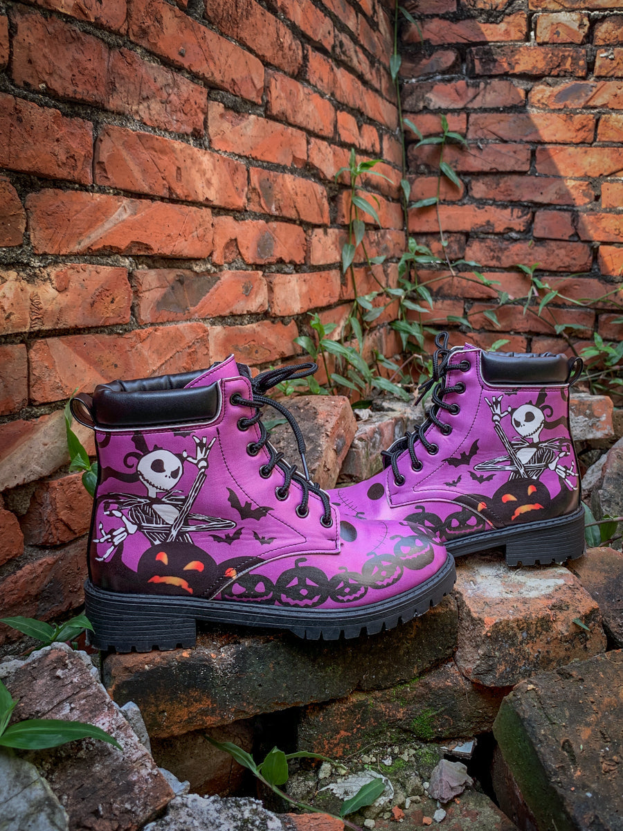 En Bloom | Halloween Theme Purple Combat Boot