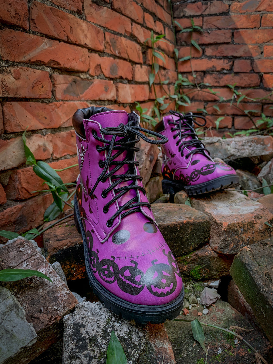 En Bloom | Halloween Theme Purple Combat Boot