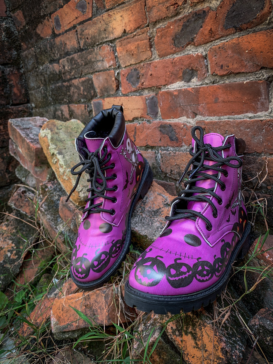 En Bloom | Halloween Theme Purple Combat Boot