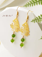 Forest Mushroom Green Crystal Earrings