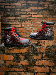 En Bloom | Spider Web Skull Comedian Ankle Flat Combat Boots