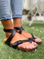 Maibulun | Crisscross Thong Buckle-up Ankle Strappy Sandals