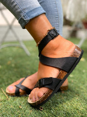 Maibulun | Crisscross Thong Buckle-up Ankle Strappy Sandals