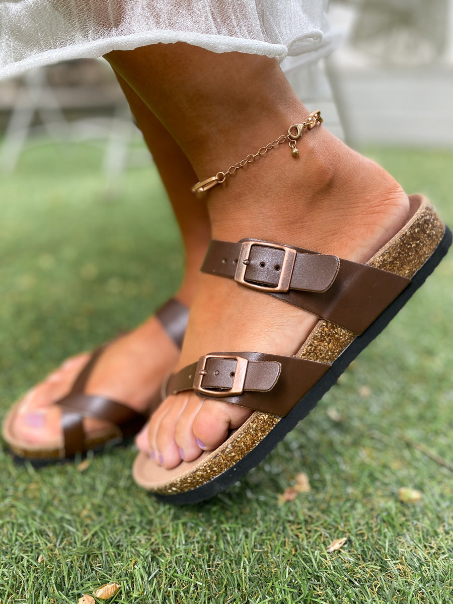 Crisscross Double-Buckle Sandals - Maibulun