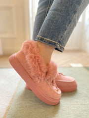 En Bloom | Pink Faux-Fur Anklet Yana Moccasin