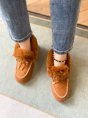 En Bloom | Chestnut Faux-Fur Anklet Yana Moccasin