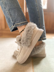 En Bloom | Grey Faux-Fur Anklet Yana Moccasin