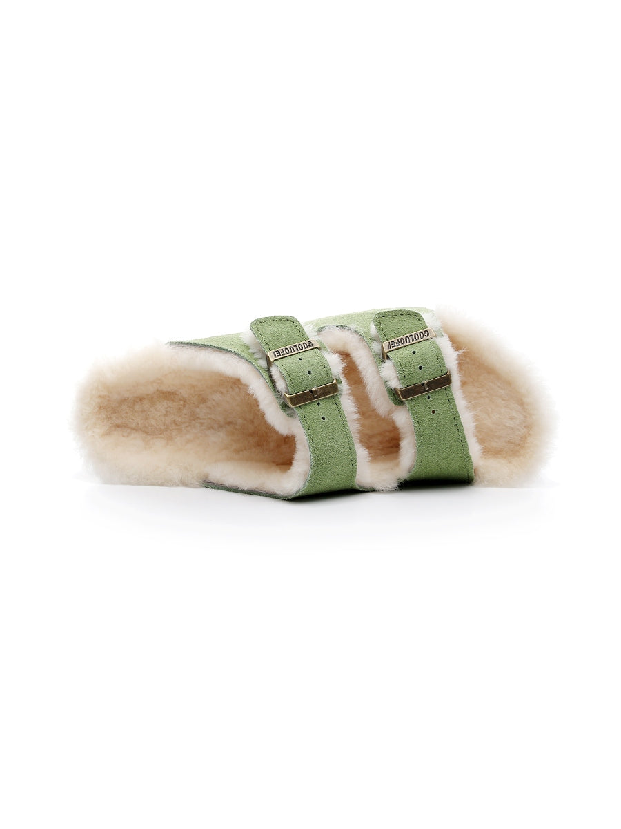 Maibulun | Dual-Strap Wool-Lined Suede Sandal