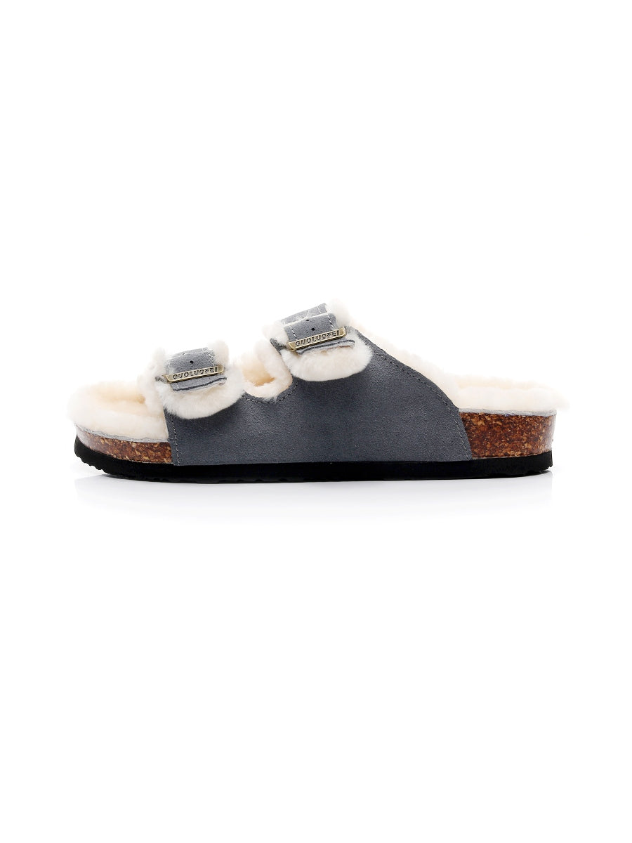 Maibulun | Dual-Strap Wool-Lined Suede Sandal