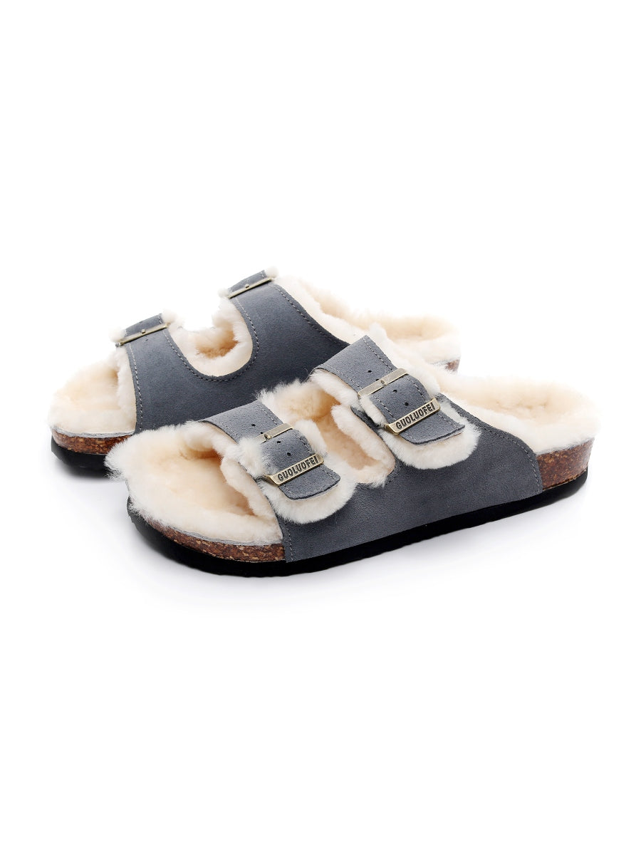 Maibulun | Dual-Strap Wool-Lined Suede Sandal