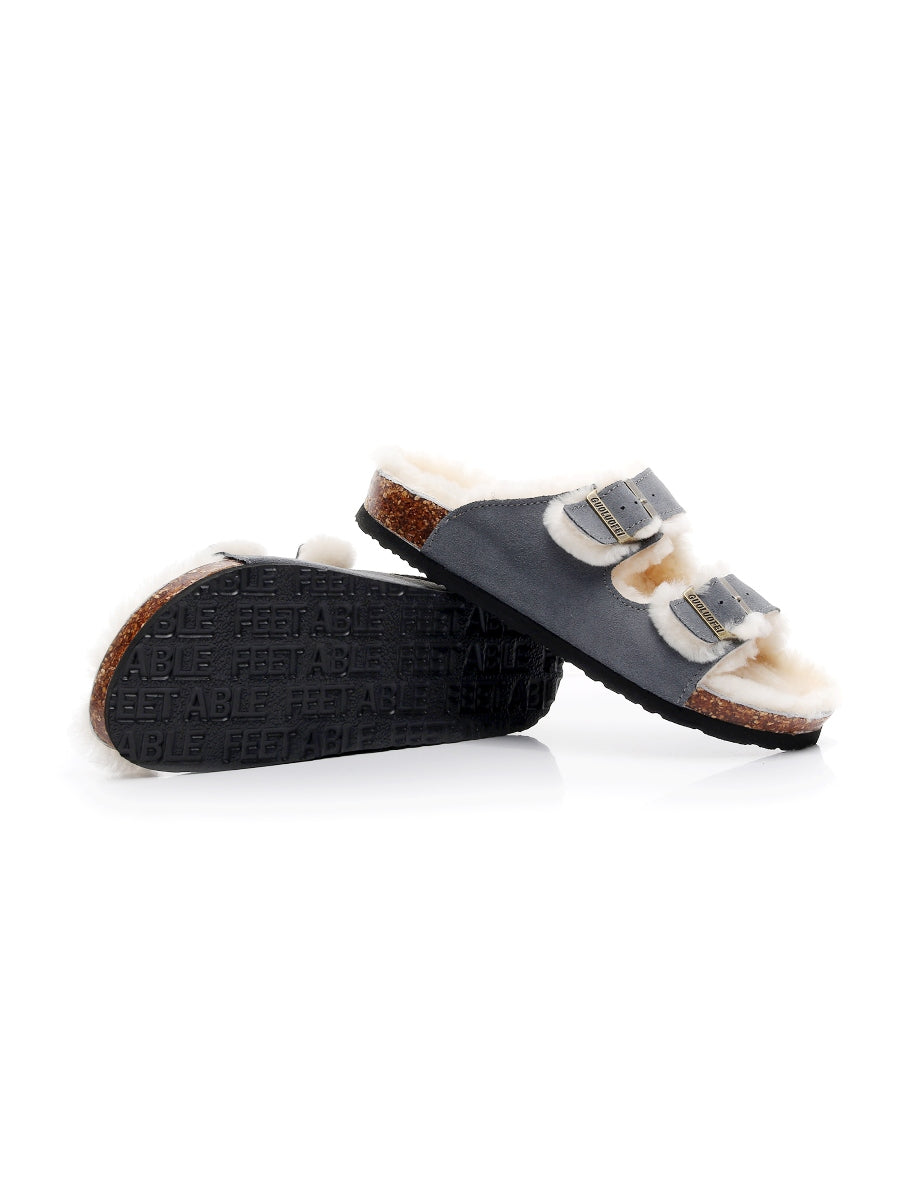 Maibulun | Dual-Strap Wool-Lined Suede Sandal