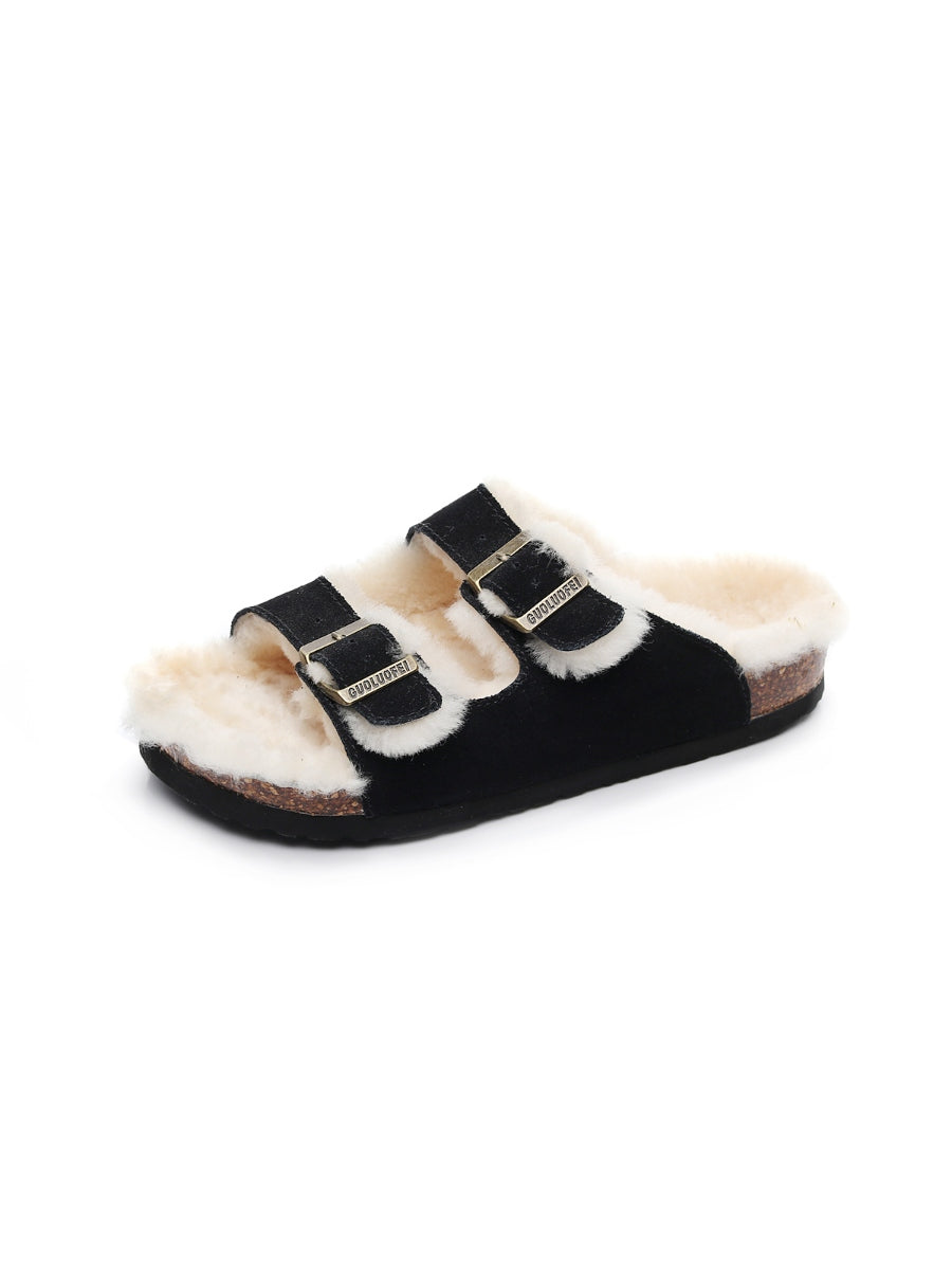 Maibulun | Dual-Strap Wool-Lined Suede Sandal