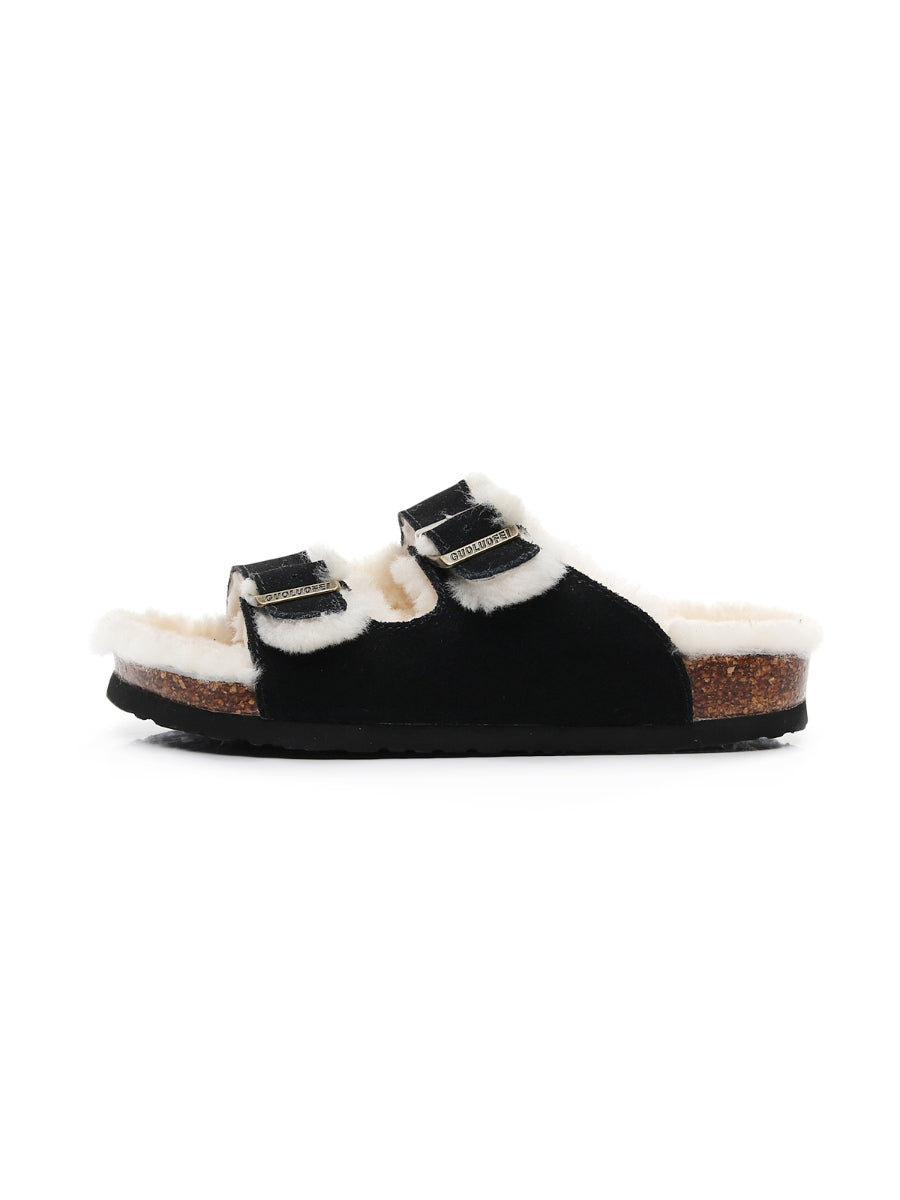 Maibulun | Dual-Strap Wool-Lined Suede Sandal