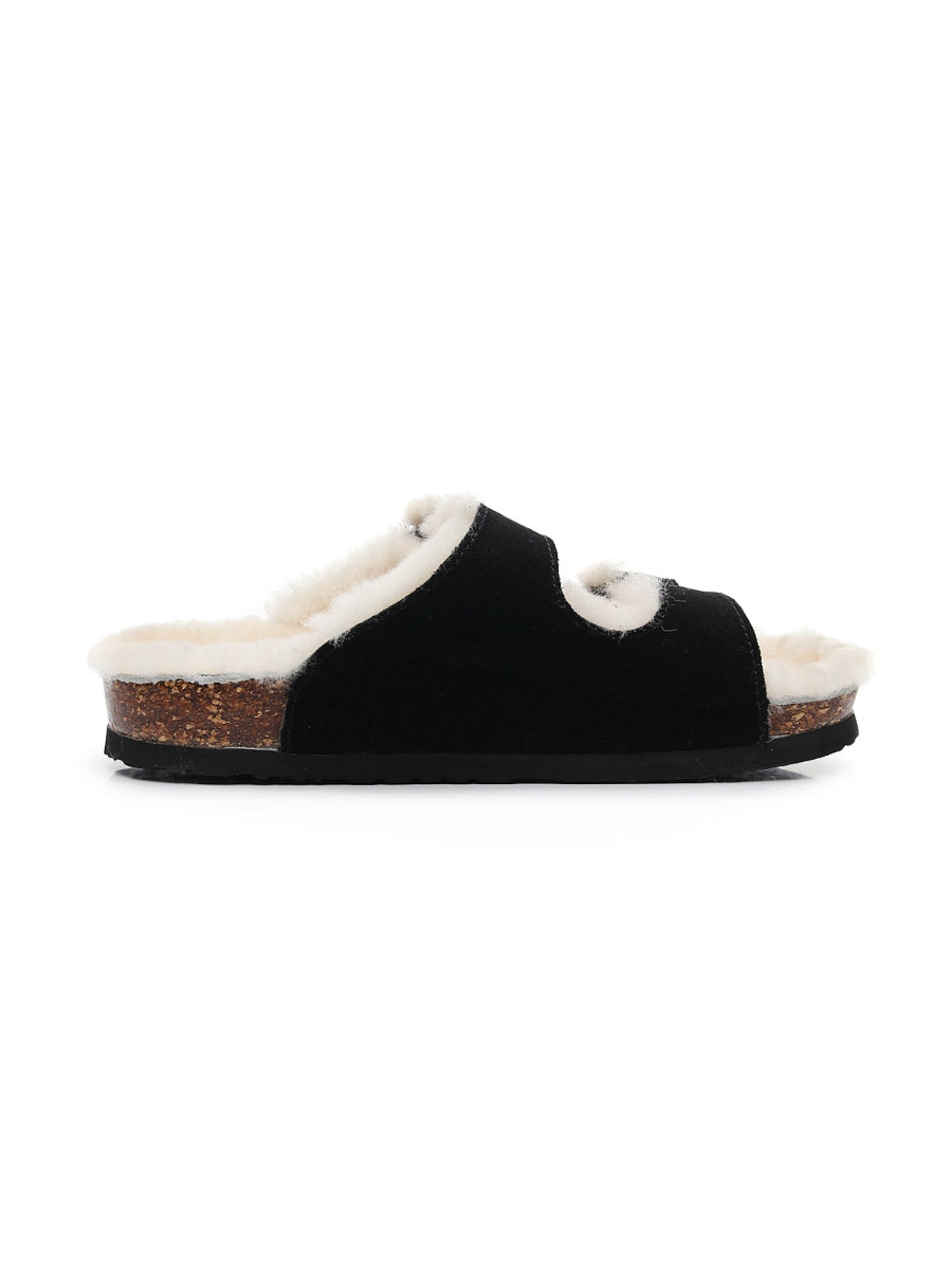 Maibulun | Dual-Strap Wool-Lined Suede Sandal