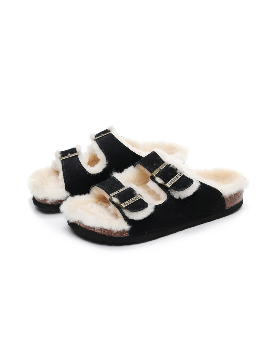 Maibulun | Dual-Strap Wool-Lined Suede Sandal