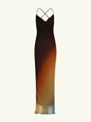 Backless Twill Maxi Dress