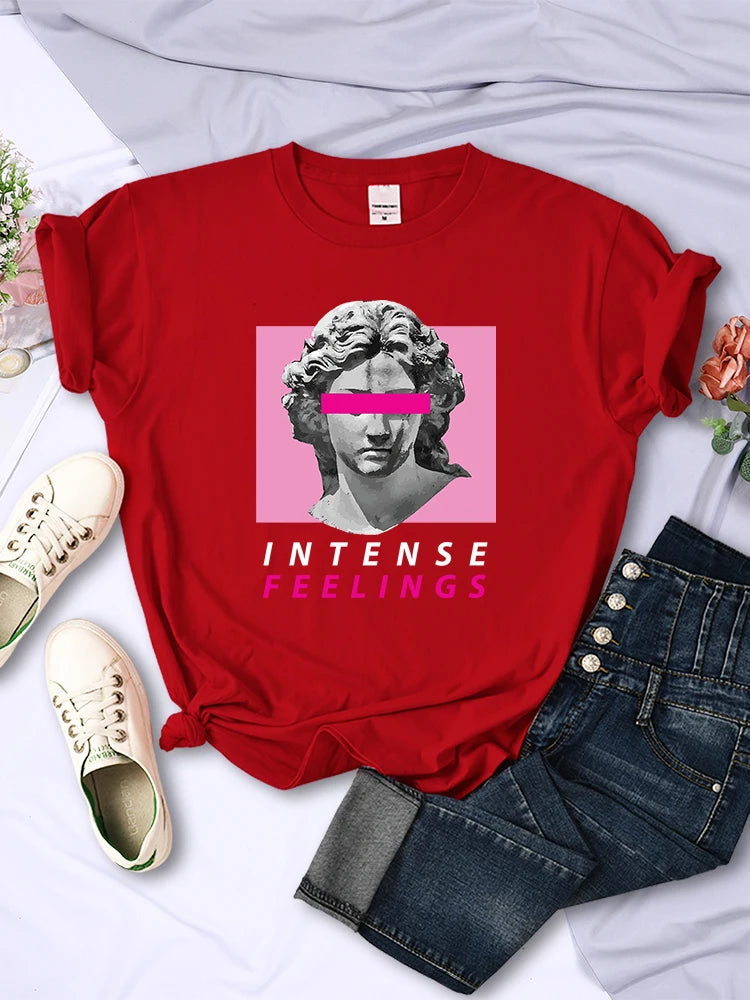 Intense Feelings Funny Hot Sale T-Shirts Women Fashion Casual Clothing Summer Breathable Tee Clothing Hip Hop Personality Tshirt