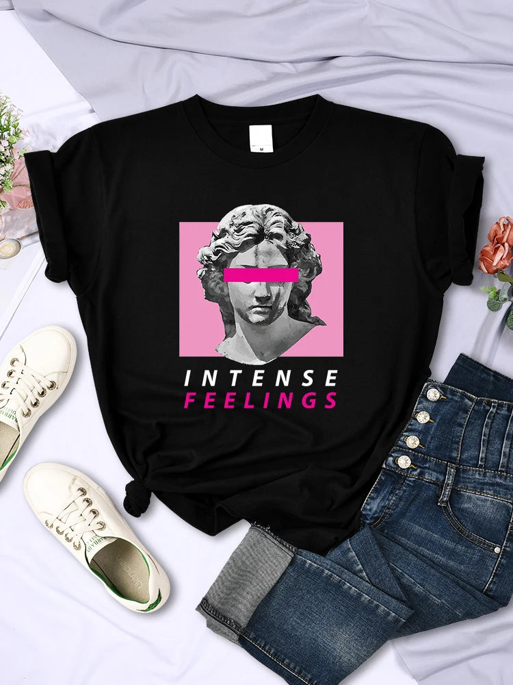 Intense Feelings Funny Hot Sale T-Shirts Women Fashion Casual Clothing Summer Breathable Tee Clothing Hip Hop Personality Tshirt