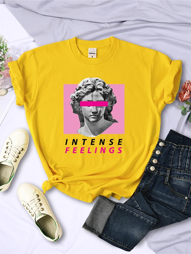 Intense Feelings Funny Hot Sale T-Shirts Women Fashion Casual Clothing Summer Breathable Tee Clothing Hip Hop Personality Tshirt