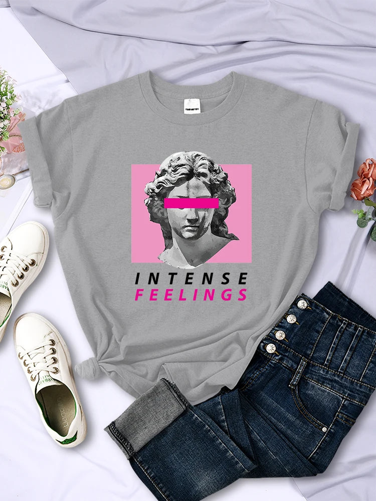 Intense Feelings Funny Hot Sale T-Shirts Women Fashion Casual Clothing Summer Breathable Tee Clothing Hip Hop Personality Tshirt