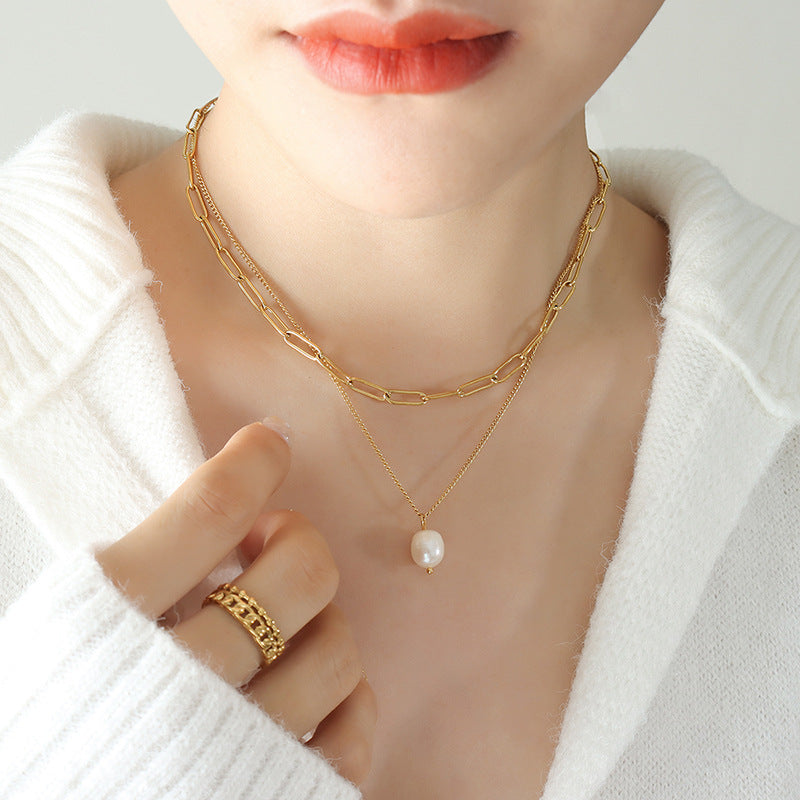 Isla Gold Layered Pearl Necklace