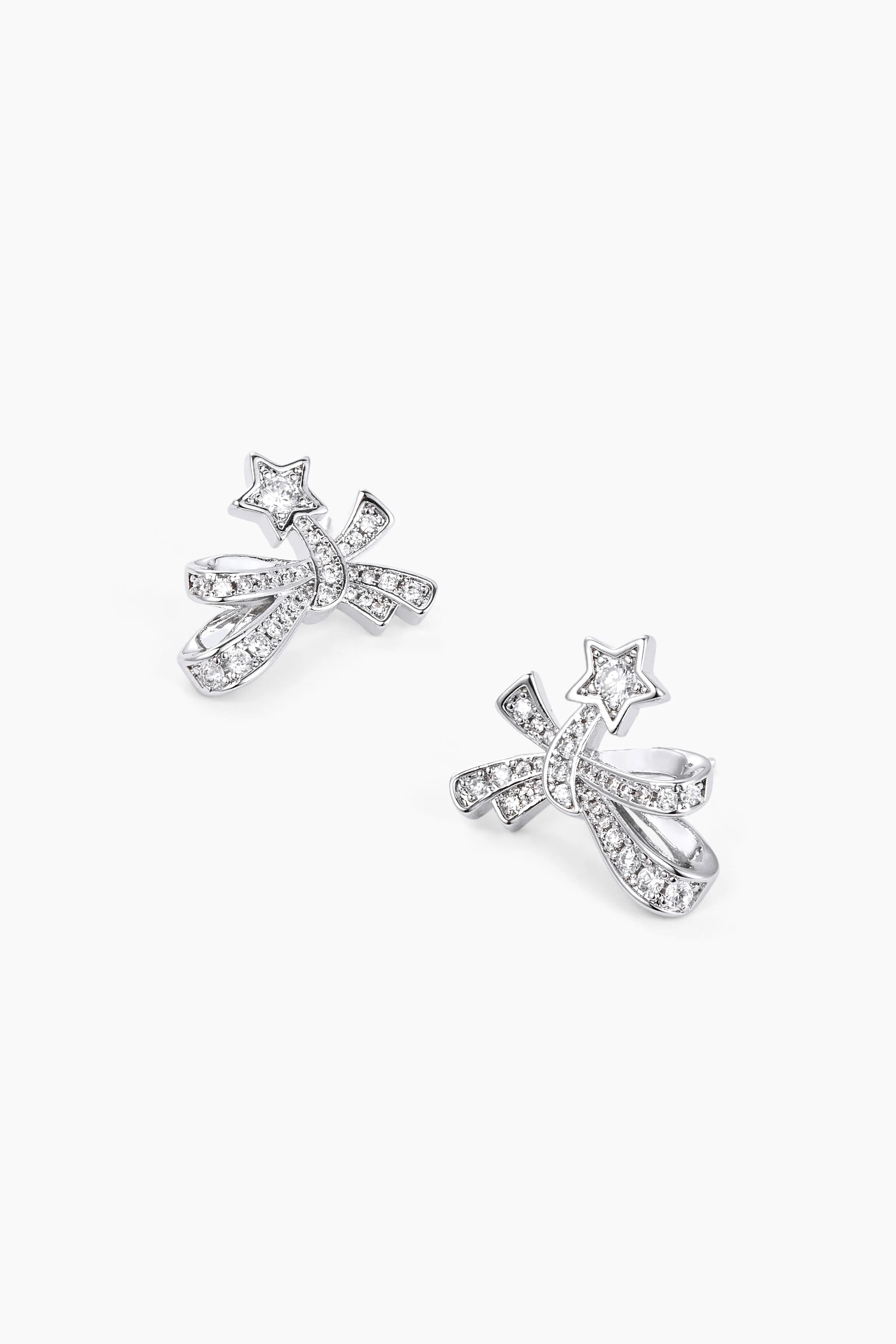 Iva Silver Bowknot & Star Decor Earrings