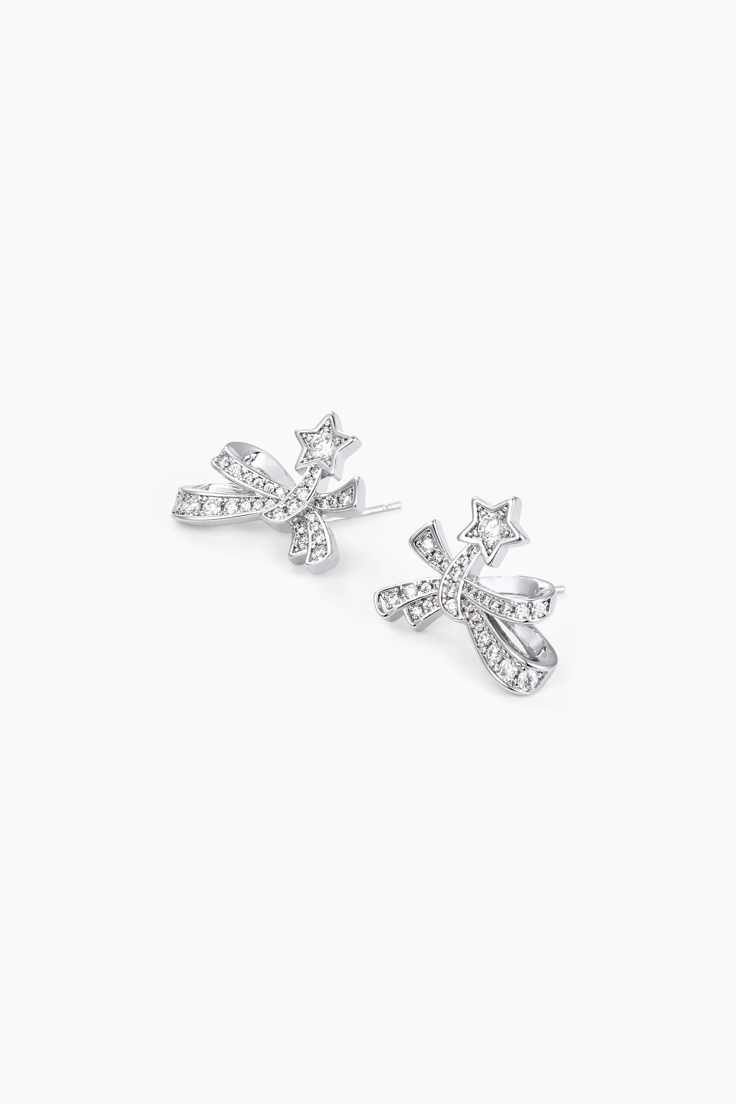 Iva Silver Bowknot & Star Decor Earrings