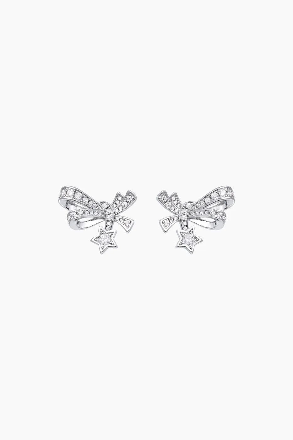 Iva Silver Bowknot & Star Decor Earrings