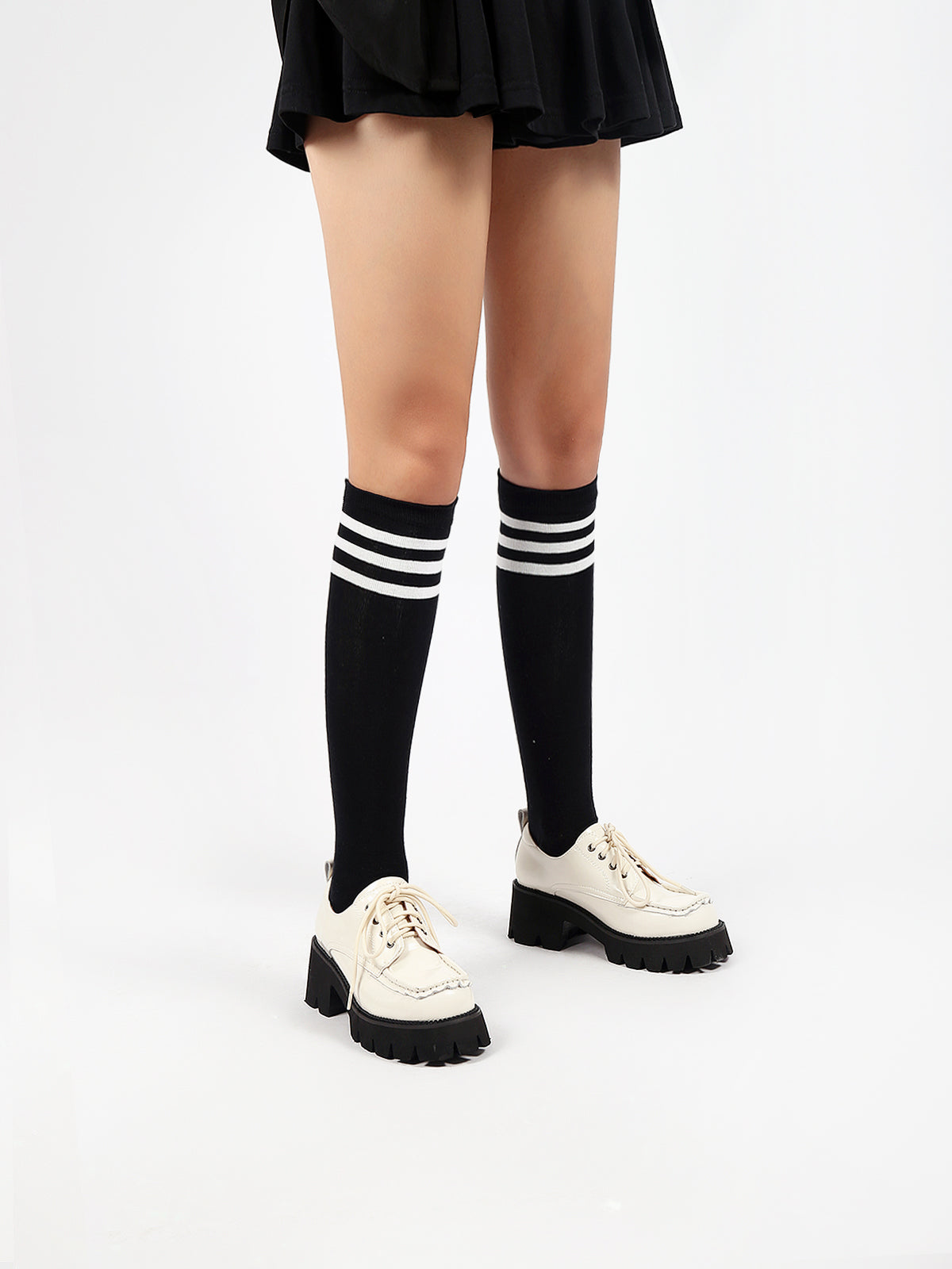 JADYROSE | LUG PLATFORM LEATHER SNEAKER IVORY