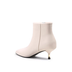 JADY ROSE | GOLDEN KITTEN HEEL LEATHER BOOTIE - IVORY